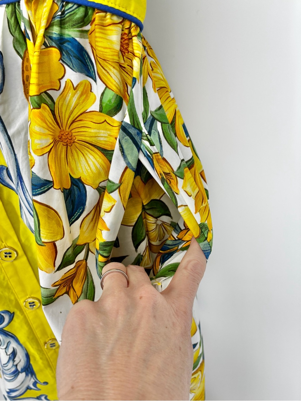 Farm Rio Yellow Mediterranean Sicily Scarf Lemon Tile Dress Medium - Picture 9 of 16